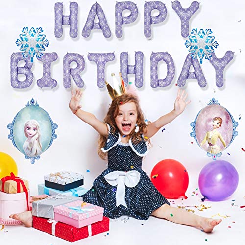 YUESEN Globo Frozen 23PCS Decoración de Fiesta de cumpleaños Globo de Papel Azul con Copo de Nieve Decoraciones Colgantes Fiesta Deco Globos de látex Fiesta Boda Cumpleaños