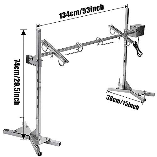 YUEWO Asador Giratorio Automático Pincho Brocheta de 130cm con Motor Kit de Rosticería Motorizado para Barbacoas MAX 70KG