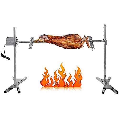 YUEWO Asador Giratorio Automático Pincho Brocheta de 130cm con Motor Kit de Rosticería Motorizado para Barbacoas MAX 70KG