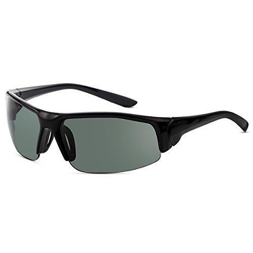 YUFENRA Gafas de Sol Deportivas Polarizadas Para Hombre Perfectas Para Esquiar Golf Correr Ciclismo TR90 Súper Liviana Para Hombre y Para Muje (marco negro/Lente G15 verde)