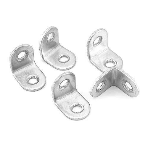 Yuhtech ángulo Recto Soportes, 50 Pcs 90 Grados Soporte en Ángulo de Acero Inoxidable 20 x 20 mm Soporte de ángulo Recto Angulo Soporte Sujetador de Esquina de ángulo Con Tornillos,Plateado