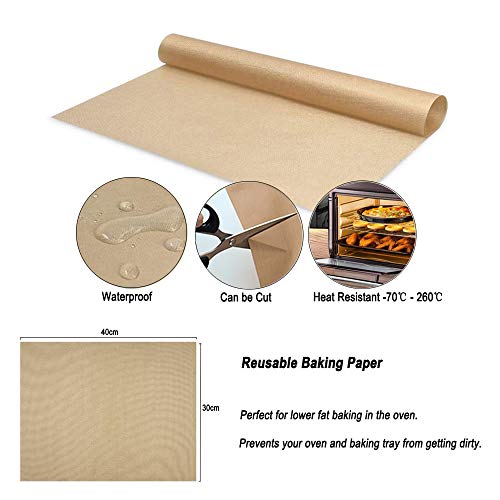 Yuhtech Papel de Horno, 3 Piezas 40 x 30cm Esterilla para Horno Reutilizable láminas para Hornear Papel para Horno Antiadherente