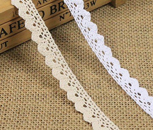 Yulakes 10 Metros de Encaje de la Vendimia Cinta de Encaje Blanco Trenzado de Encaje Trenzas de Costura Tarjeta de Diario Scrapbooking decoración de la Caja de Regalo - Y01007 (Blanco)