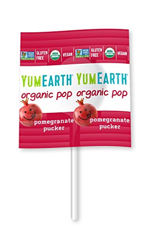 YumEarth - Piruletas Orgánicas de Frutas 4 sabores: Granada, Sandía, Fresa, Melocotón - 14 unidades