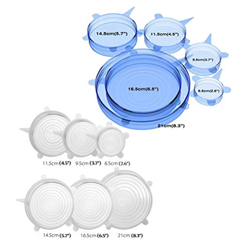 Yungo Tapas de Silicona Elásticas 2 x 6 Paquetes de Varios TamañOs de Fundas para Tazones de Silicona para Conservación de Alimentos, Lavavajillas, Boles o Tarros