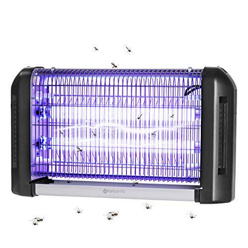 YUNLIGHTS Lámpara Antimosquitos Electrico Exterior & Interior 28W Lampara Matamoscas Electrico, Lámpara Anti Mosquitos Moscas, Repelente Lampara para Mata Mosquitos y Insectos, Control Insecto (Negro)