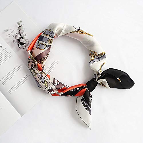 Yuqianqian Pañuelo de Cabeza de Cuello para Mujer Impreso de Las Mujeres Bufandas de Seda Conveniente for el Trabajo Diario y Ocio (Color : Orange, Size : 70x70cm)