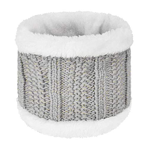 Yuson Girl Conjunto de gorro y bufanda de punto, forro polar de invierno, forro de lana Beanie Hat, calentadores de cuello para mujeres (Gris)