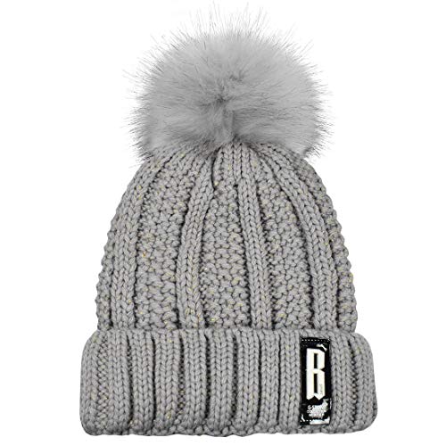 Yuson Girl Conjunto de gorro y bufanda de punto, forro polar de invierno, forro de lana Beanie Hat, calentadores de cuello para mujeres (Gris)