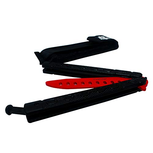 Yuzlder - Cuchillo de mariposa de acero inoxidable para entrenamiento balisong sin afilar con cierre de resorte, suave acción mariposa cuchillo entrenador