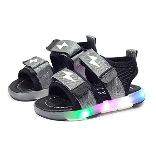 YWLINK Antideslizante Verano Fondo Blando CóModo El Comercio Exterior De NiñOs LED Luz Deportes Playa Zapatos Sandalias Luz Zapatos Rojo, Negro, Gris 21-30 Regalo