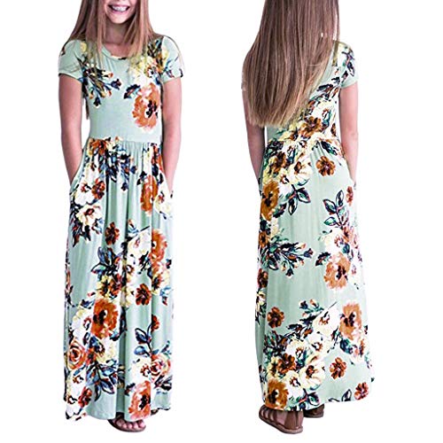 YWLINK Casual Vestido Largo De Boho De La ImpresióN NiñAs Manga Corta Verano Vestido Estampado Floral Fiesta1-10 AñOs De Edad La Moda Verano Vestido De Fiesta