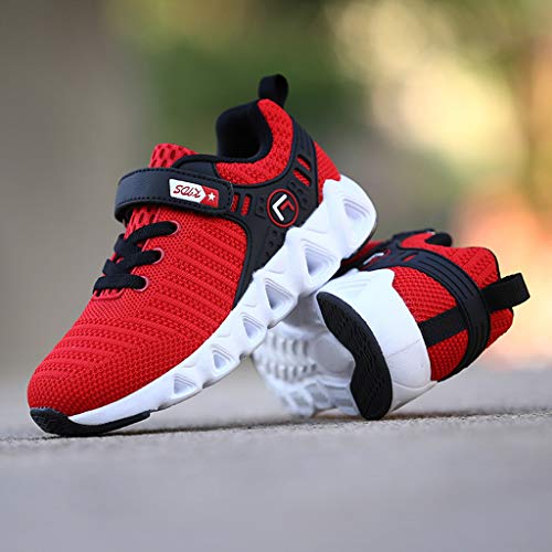 YWLINK Montando Ligero Zapatillas Deportivas Transpirables Y Ponibles Malla Informal Respirable Al Aire Libre NiñOs Zapatillas Comodidad Inferior Suave Negro, Rojo, Azul Oscuro 28-39