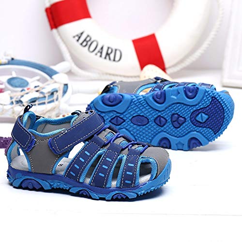 YWLINK Sandalias Deportivas NiñOs Zapatos para NiñOs Punta Cerrada Verano Playa Sandalias Zapatos,Zapatillas Antideslizante Fondo Blando Casuales(Azul,21EU)