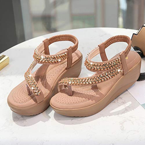 YWLINK Zapatos Mujer CuñA Bohemia Damas Cristal Sandalias Chanclas De Playa Flip Zapatos Casuales TamañO Grande Zapatillas Fiesta De Coctel Regalo del DíA De Miembro Zapatos Romanos(café,41EU)