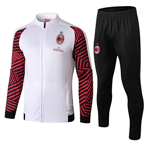 YWYU 60 Aniversario!Blanca Transpirable de Manga Larga Italia Club de fútbol Entrenamiento de fútbol Juego de los Hombres con Capucha Top + Pantalones Ventilador Edición Especial-SPM-B1356