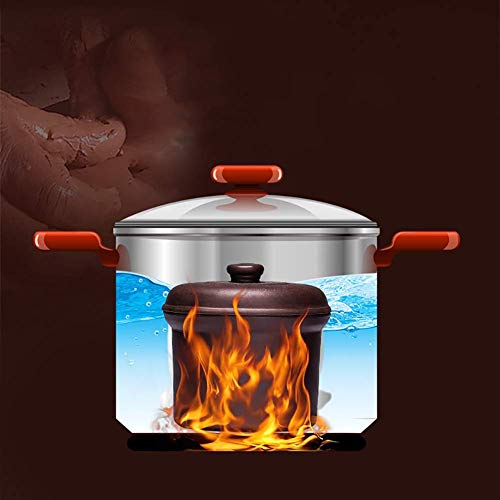 YWYW Barm Zisha Olla para cazuela de cerámica Olla para nidos de cerámica Olla para Agua Olla con Olla al Vapor con 2 Tapas Olla de Vapor sin esmaltar Ollas saludables Morado 400 ml