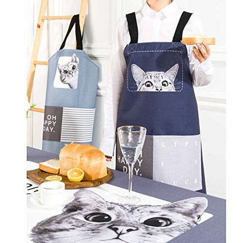 YXDZ Gato Delantal De Dibujos Animados Algodón Lino Arte Hombres Y Mujeres Sin Mangas Hogar Cocina Delantal De Cocina Hornear Cintura Vestido Gato 2 86 * 86 Cm