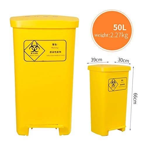 Yxsd Cubo De Basura Pedal Amarillo Bote De Basura Basura Médica Médica Cubo De Venta Ambulante Plástico por Chabrias LTD con Tapa Varias Especificaciones Amarillo- (Color : Yellow, Size : 50L)