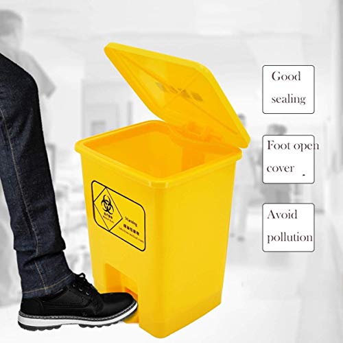 Yxsd Cubo De Basura Pedal Amarillo Bote De Basura Basura Médica Médica Cubo De Venta Ambulante Plástico por Chabrias LTD con Tapa Varias Especificaciones Amarillo- (Color : Yellow, Size : 50L)