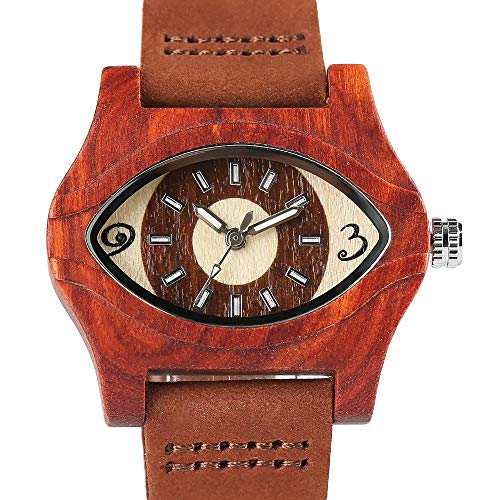 Yxxc Ojo Turco, Pulseras, Relojes de Madera, Correa de Cuero Genuino para Mujer, Pulsera de bambú, Reloj de Pulsera