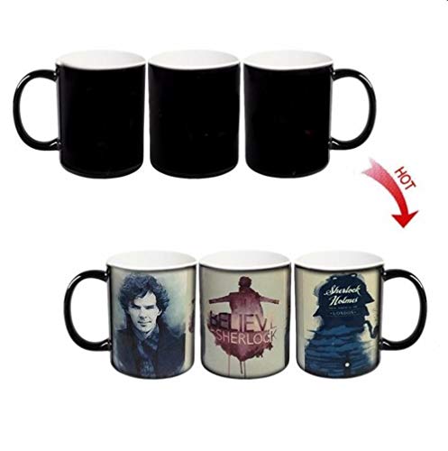 YXYLQ Taza Mágica Sherlock Holmes Cambio De Color del Calor Morph Taza 300Ml Taza De Café Cerveza Leche Taza con Regalo De Galletas Venta Al por Mayor Cheap-Black_300Ml