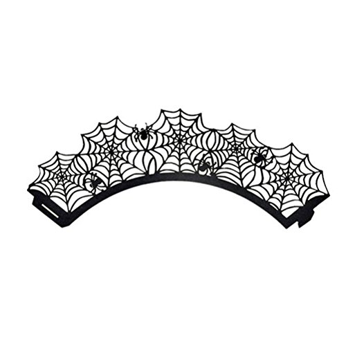 YXZQ Estuches para envolturas de Magdalenas Tazas para Muffins Forros Black Halloween Spider Web Pack de 50