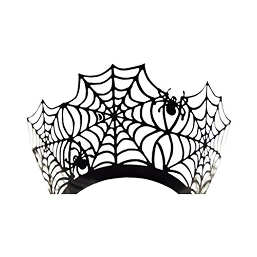 YXZQ Estuches para envolturas de Magdalenas Tazas para Muffins Forros Black Halloween Spider Web Pack de 50