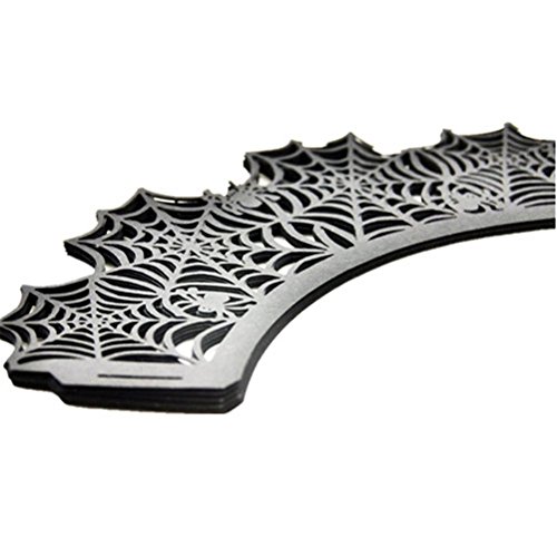 YXZQ Estuches para envolturas de Magdalenas Tazas para Muffins Forros Black Halloween Spider Web Pack de 50