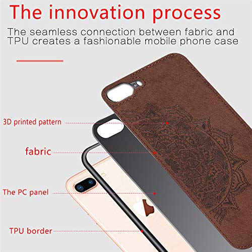 YYhin Cubierta para Funda Apple iPhone 7 Plus/iPhone 8 Plus Carcasas, Cubierta de la Caja Tela Gofrado Funda Negocios Cordón Silicona Funda TPU Funda. BW03/marrón