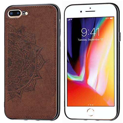 YYhin Cubierta para Funda Apple iPhone 7 Plus/iPhone 8 Plus Carcasas, Cubierta de la Caja Tela Gofrado Funda Negocios Cordón Silicona Funda TPU Funda. BW03/marrón