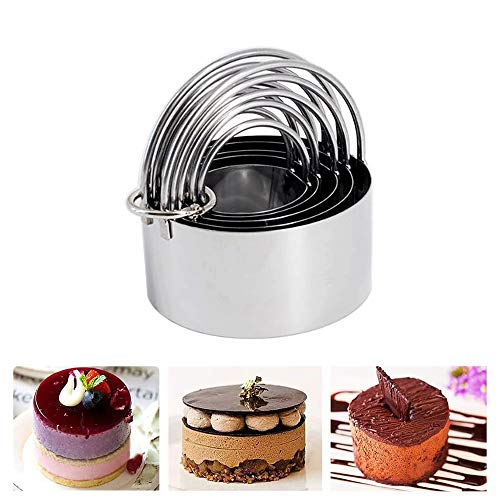 yyuezhi 5 Piezas Anillos para Pastel de Postre Juego de Herramientas para Hornear con Anillo de Mousse de Acero Inoxidable Mousse de Acero Inoxidable Círculo Redondo Molde de la Torta