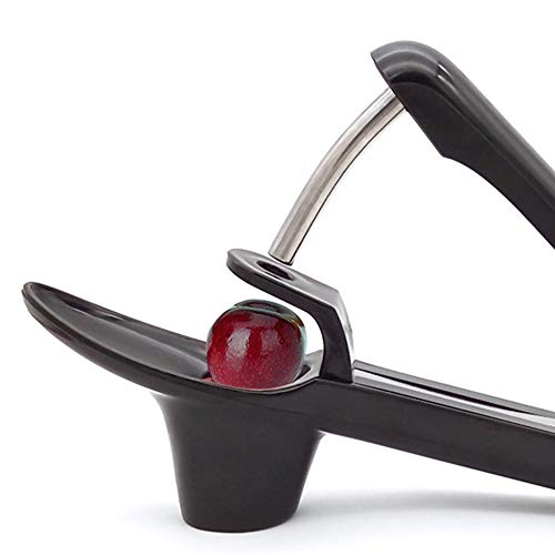 yyuezhi Cherry Pitter Aceitunas de Cereza Removedor de Semilla de Cereza Deshuesador de Cerezas y Aceitunas con Varilla de Acero Inoxidable y Soporte de Silicona Suave para Cocina, Negro