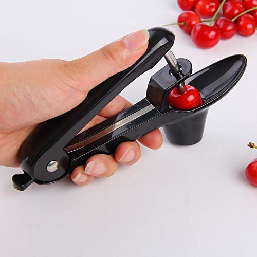 yyuezhi Cherry Pitter Aceitunas de Cereza Removedor de Semilla de Cereza Deshuesador de Cerezas y Aceitunas con Varilla de Acero Inoxidable y Soporte de Silicona Suave para Cocina, Negro