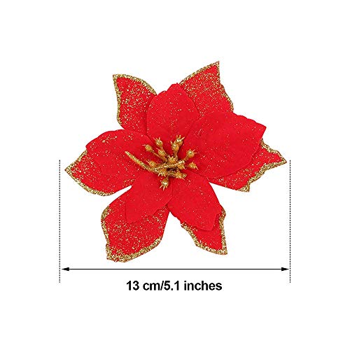 yyuezhi Flor de Pascua Adornos Florales de Navidad para Guirnaldas Poinsettia de Navidad Decoración Floral Flor de Navidad Artificial Flores Artificiales Brillantes Flores Simuladas Decoraciones 30Pcs