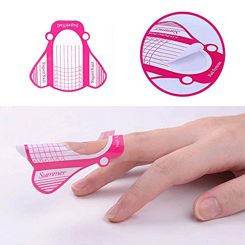 yyuezhi Nail Formulario Guía de acrílico Moldes Uñas Guías Extensión Pegatinas Formas Moldes Extensiones de Punta de Uñas Moldes Herramienta de Bricolaje de Uñas de Manicura 500 Pcs (Rosado)