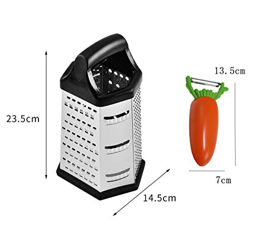 YZCX Cortador de Verduras Mandolina y Pelado de Acero Inoxidable 6 en 1 Rallador de Gueso Pelador de Papas Multifuncional