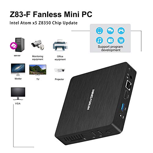 Z83-F actualizado Mini PC 4GB/64GB, Intel Atom X5-Z8350 Windows 10 Pro preinstalado, Puertos HDMI Y VGA,1000 Mbps/LAN, WiFi de Banda Dual 2.4G / 5.8G, Gráfico Intel HD 4K, Montaje portátil