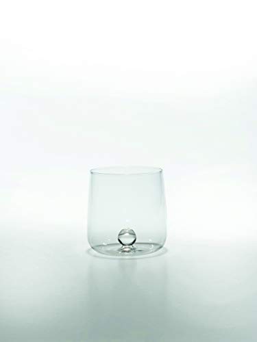 Zafferano BA00101 Bilia-Vaso Tumbler Transparente Hecho a Mano, Decorado con una Bola de Vidrio de Color en el Interior, cl 44 h 90mm d 88mm, Juego de 6 Piezas