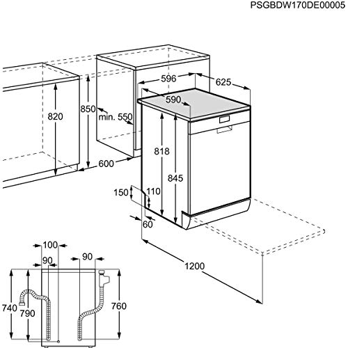 Zanussi ZDF26030XA Lavavajillas AirDry 13 cubiertos, Display LCD, Clase A+++, Desconexión automática, 5 programas a 4 temperaturas, Programa Rápido en 30 min, Motor Inverter, 46 dBA, Inox, 60 cm