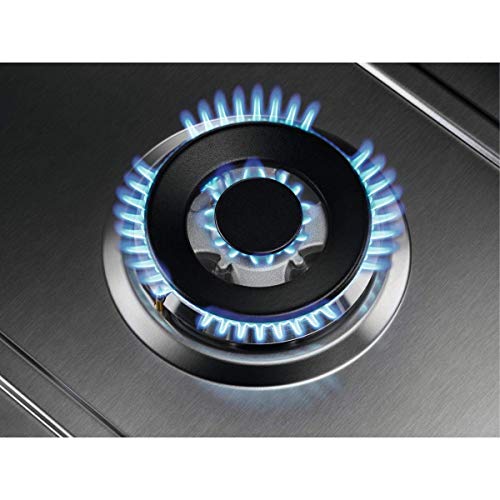 Zanussi ZGH75524XA Placa de gas, 5 fuegos, Mandos frontales, Quemador Wok, Calor Instantaneo, Entendido electrónico, Parrillas esmaltadas, Termopar de Seguridad, Antihuella, Inox, 75 cm