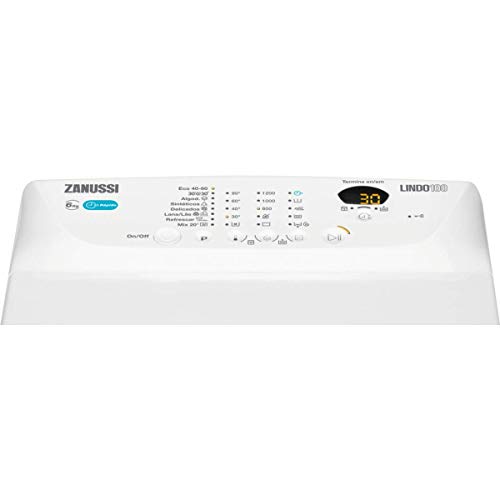 Zanussi ZWQ61235CI Lavadora de Libre Instalación, Carga Superior, 6 Kg / 1200 rpm, 8 Programas, Programa Rápido en 30 minutos, Inicio Diferido, Autoposicionamiento Tambor, Blanca, A+++