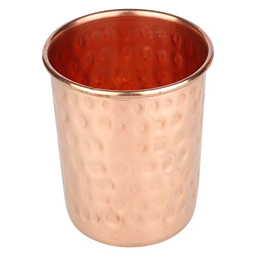 Zap Impex ® – Vasos de Cristal de Cobre amartillado 100% Cobre Puro zuhaltung ayurvedischen Heil Conjunto de 4