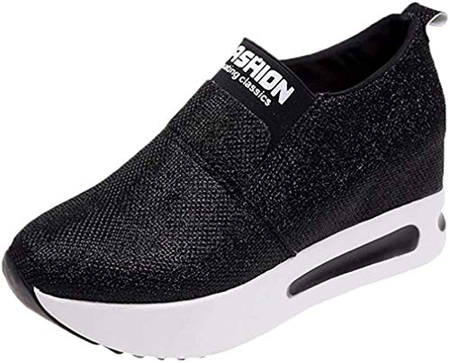 Zapatillas de Deporte para Mujer Otoño 2018 Zapatos de Plataforma de Dama PAOLIAN Casual Lentejuelas Lona Cómodo Calzado de Señora de Moda Breathable Zapatillas de Vestir