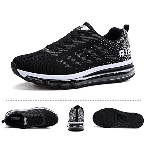 Zapatillas de Deportes Hombre Mujer Zapatos Deportivos Aire Libre para Correr Calzado Sneakers Gimnasio Casual(833-BK40)