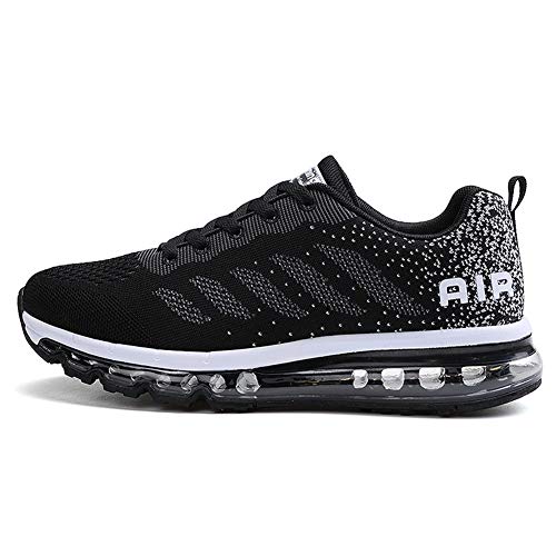 Zapatillas de Deportes Hombre Mujer Zapatos Deportivos Aire Libre para Correr Calzado Sneakers Gimnasio Casual(833-BK40)