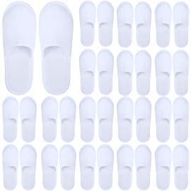 Zapatillas de Hotel Zapatillas de Visita Desechables con Punta Cerrada 12 Pares de Pares empaquetadas Individualmente Toalla Blanca