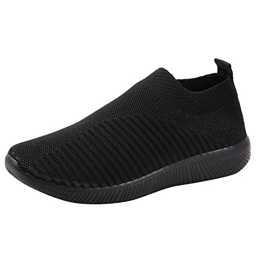 Zapatillas Deporte Mujer,VECDY2019 Moda Zapatillas Zapatos Al Aire Libre De Malla Resbalón Casual En Soles Cómodos Zapatos Deportivos Para Correr Antideslizante Cómodo Zapatos Respirable(Negro,38)