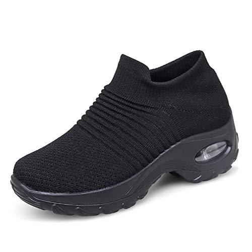 Zapatillas Deportivas de Mujer Gimnasio Zapatos Running Deportivos Fitness Correr Casual Ligero Comodos Respirable Negro Gris Morado 35-42 BK2 40