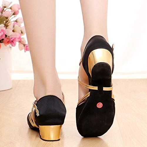 Zapatos de Baile de Tango Latino para Niños Bailarina Vestir Fiesta Arco Princesa Sandalias Rhinestone Lentejuelas Zapatitos de Tacón Bebé Niña Primavera Verano Zapatillas Niñas